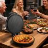 Pizza Oven, 12 in Electric Pizza Maker, 1200W Electric Pizzas Cooker with Non-Stick Coating, 180Â° Open for Dual Side Baking, Heats up to 410 ËšF