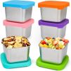 Stainless Steel Snack Containers, 6 oz Small Food Storage Containers with Silicone Lids - Leak Proof & Easy Open