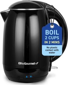 EKT1821 1.8L Double Wall Insulated, Cool-Touch 1500W Kettle w/Stainless Steel Interior & Lid, 360Â° Swivel Base for Cord Free Serving, Power On Lever