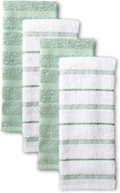 Kitchen Towel 4-Pack Set, Pistachio/White, 16"x26"