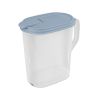4 Pack 1 Gallon Pitcher, Clear Plastic, Flip-top Spout, Light Blue