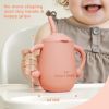 Pack of 2 Silicone Baby Training Cup, Shatterproof Toddler Sippy Cups with Straw, Open Cup for Baby, 6+ Months 5 Oz