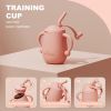 Pack of 2 Silicone Baby Training Cup, Shatterproof Toddler Sippy Cups with Straw, Open Cup for Baby, 6+ Months 5 Oz