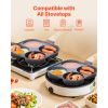 Egg Pan, 4-Cup Nonstick Egg Frying Pan, Aluminum Breakfast Omelette Skillet for Pancakes, Hamburgers, Sandwiches, with Lid, Oil Brush, Scraper
