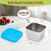 Stainless Steel Snack Containers, 6 oz Small Food Storage Containers with Silicone Lids - Leak Proof & Easy Open