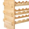 48 Bottle Stackable Modular Wine Rack, 6-Tier Solid Bamboo Wood Storage Racks, Floor Freestanding Wines Holder Display Shelf
